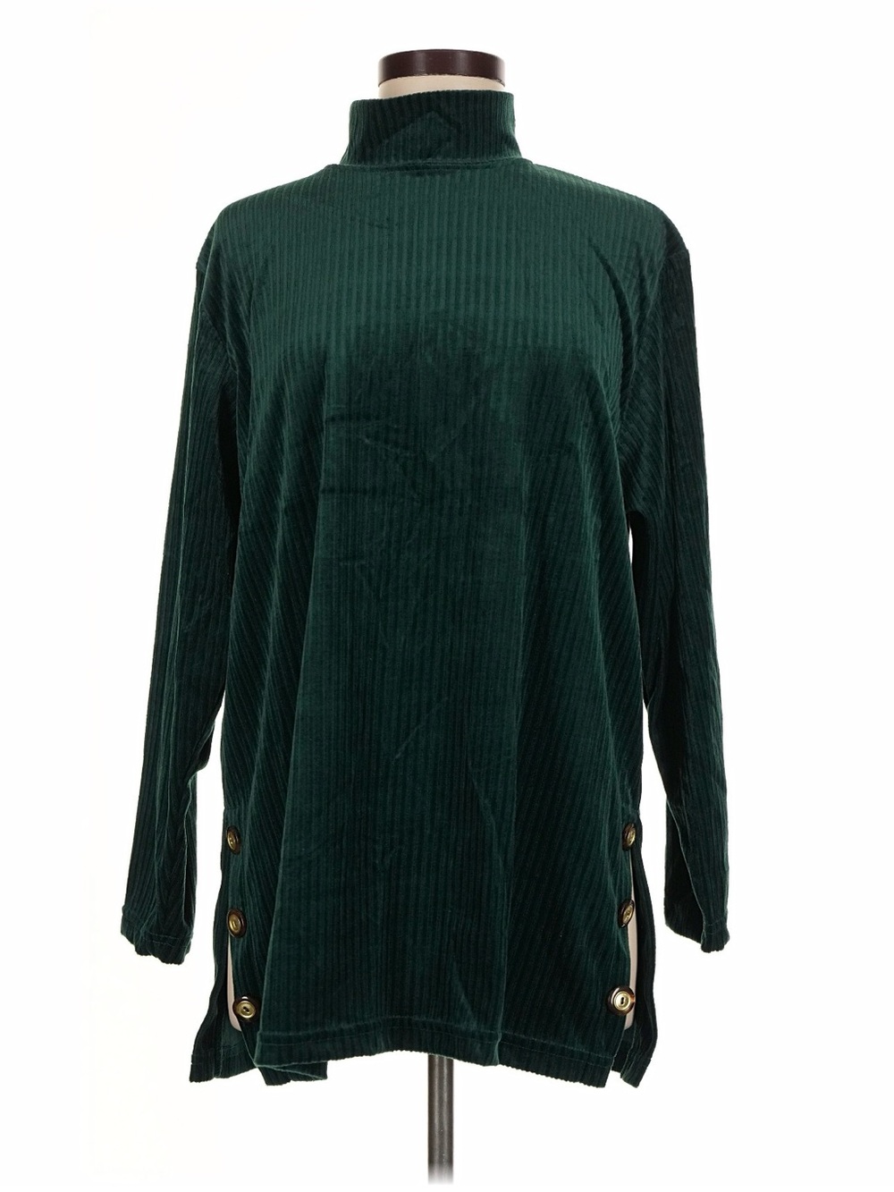 Diane Von Furstenberg Forest Green Velvet Tunic with Side Buttons